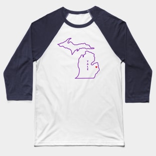 Yale MI Love (Purple) Baseball T-Shirt